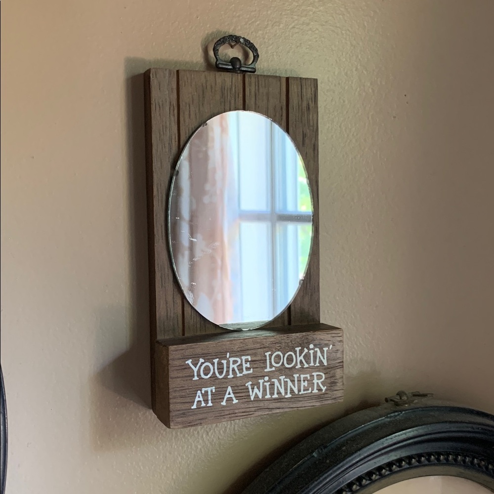 You’re Looking At A Winner vintage mirrored novelty wall plaque
